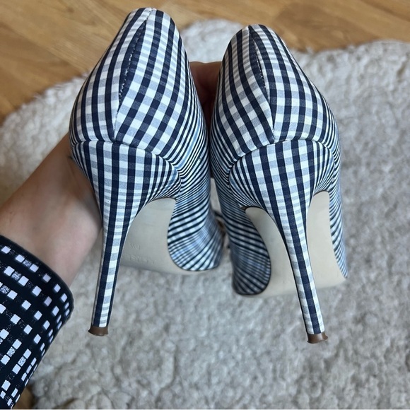J. Crew Blue and White Heels with Bow and Pointed Toe - Picture 6 of 12